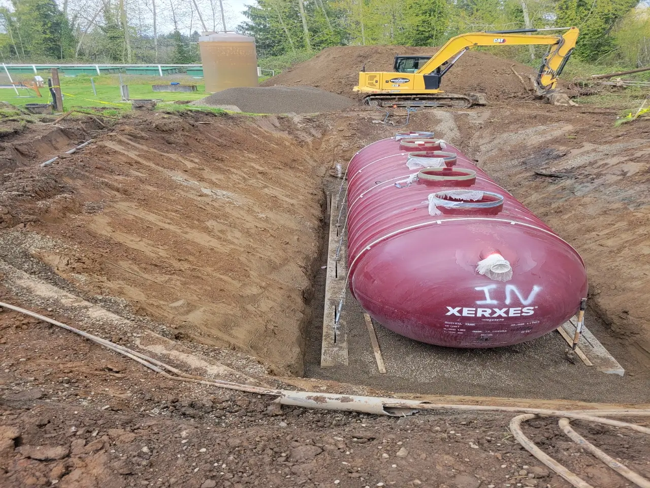 Our commercial septic installation team at work